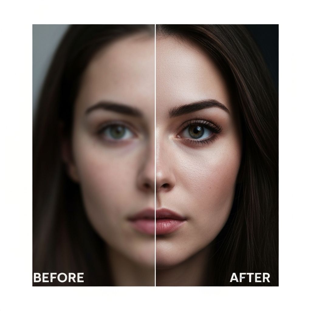Blurry portrait photo upscaled to sharp 4K with AI