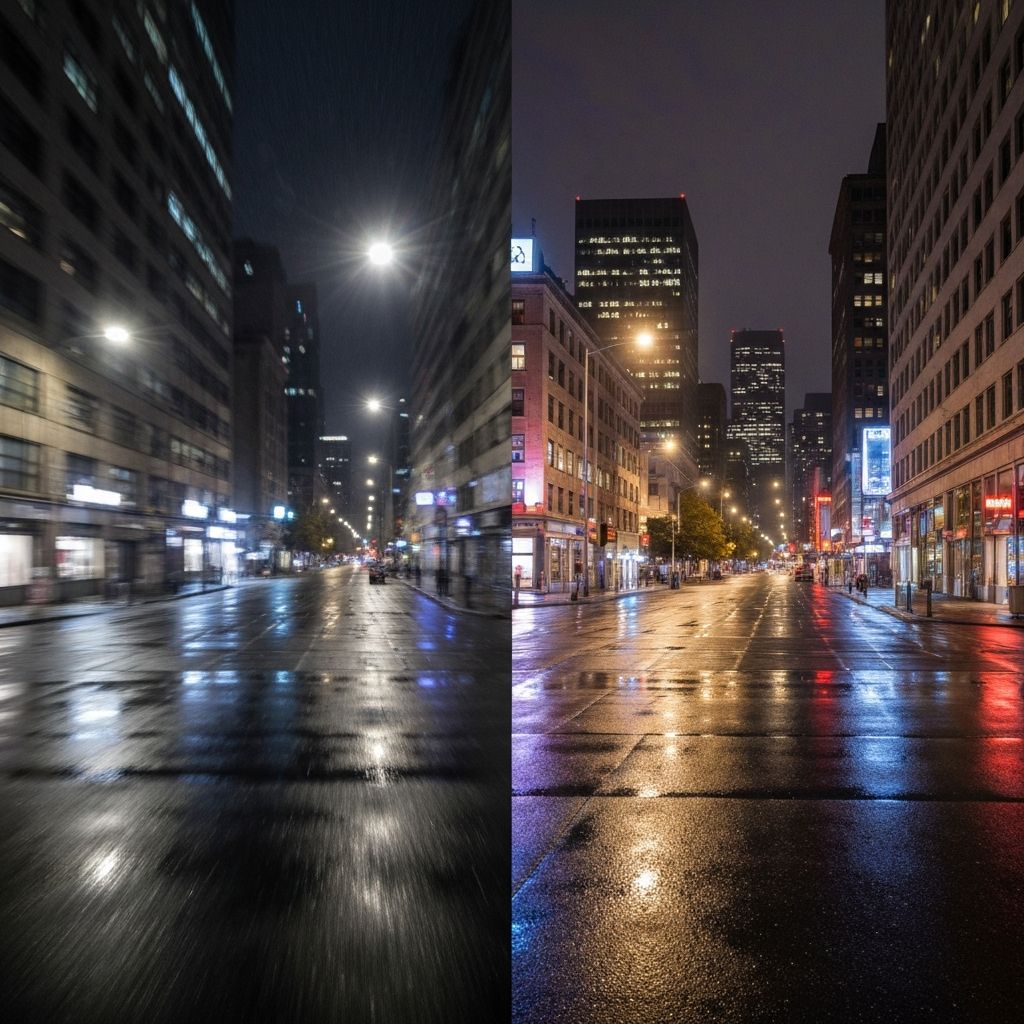 Blurry video frame upscaled to crisp 4K quality